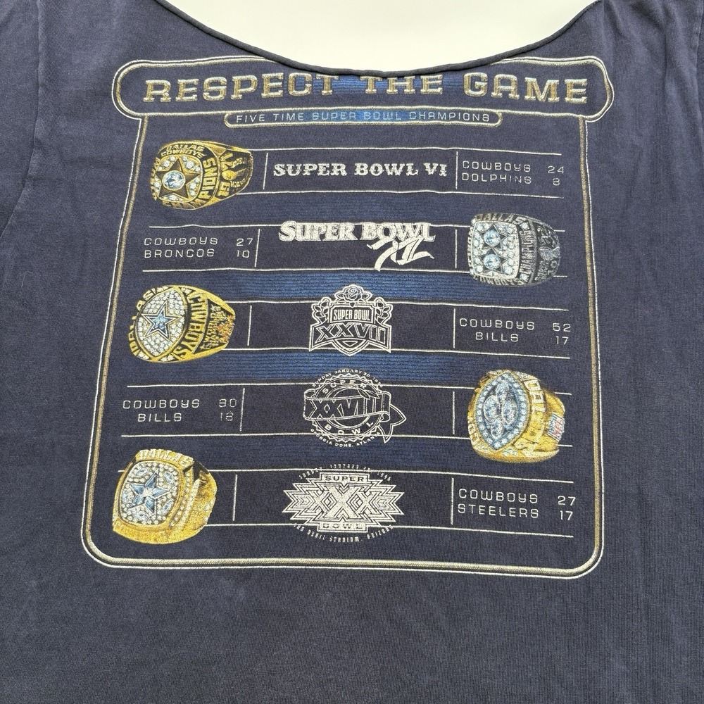 Dallas Cowboys Womens DIY Off The Shoulder Tee Super Bowl Rings Boxy Fit M/L - Picture 6 of 9